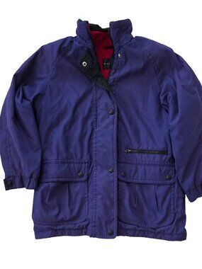 Gallery Womens XS Purple Fleece Lined Jacket Parka Colorblock Winter Coat Retro